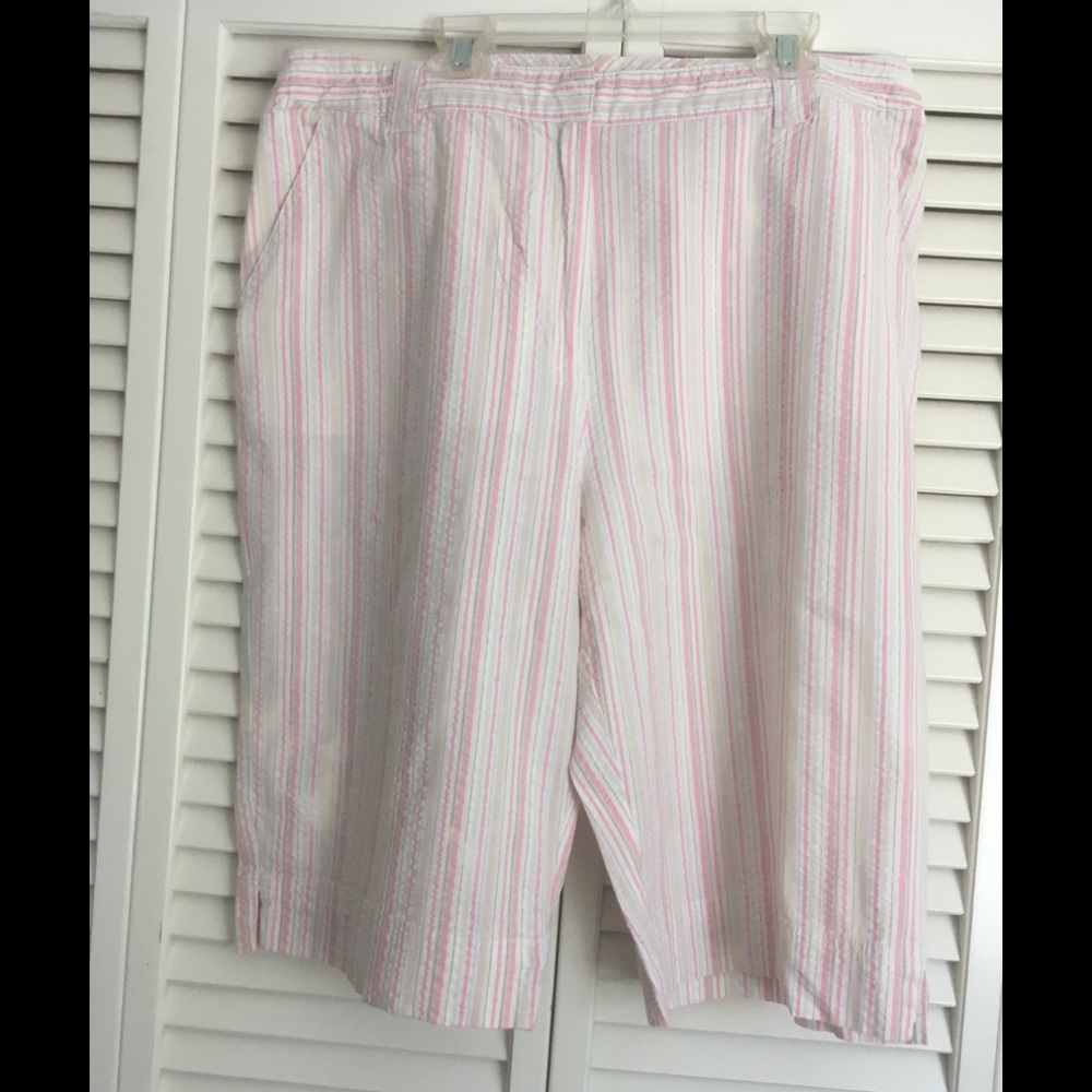 Kim Rogers Pink and White Striped Women Shorts